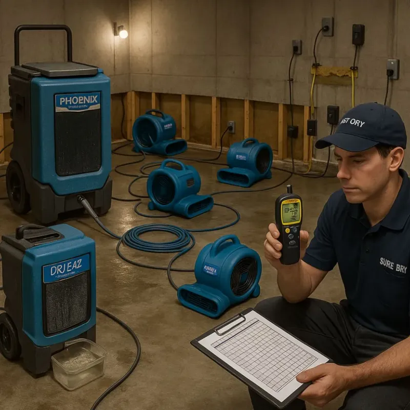 Structural Drying and Dehumidification process in Brownsboro, TX